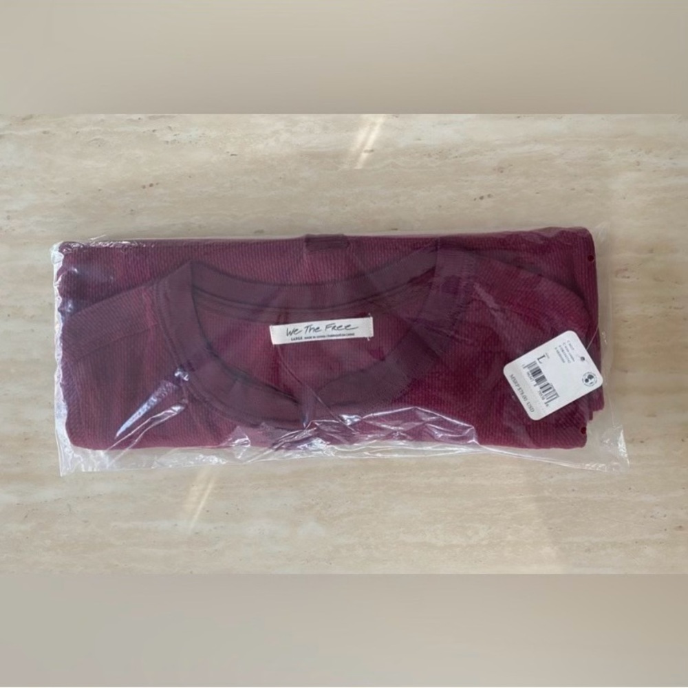 NWT! Free People Mikah Layering Cuff Wine Combo Top Large - Picture 3 of 5